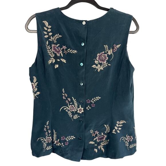Dana Bachman 100% Silk Embroidered Tank Size 12 - Picture 6 of 8